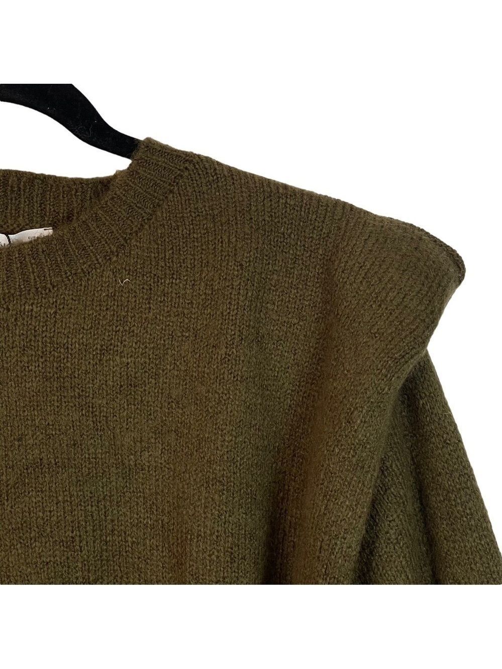 MNG Mango Green Knit Wool Blend Long Sleeve Crew Neck Sweater Size Medium - Picture 2 of 16